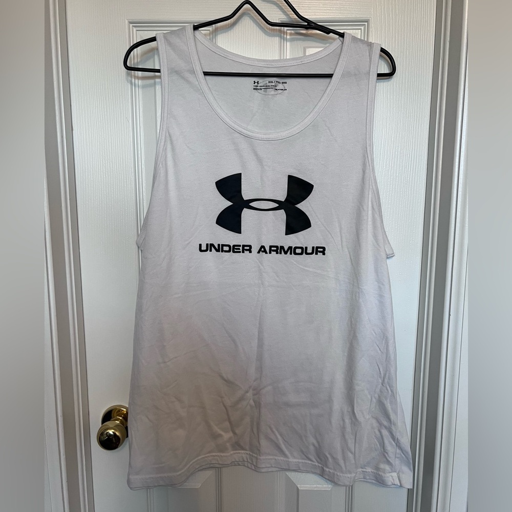 Under Armour White Tank Top with Black Logo